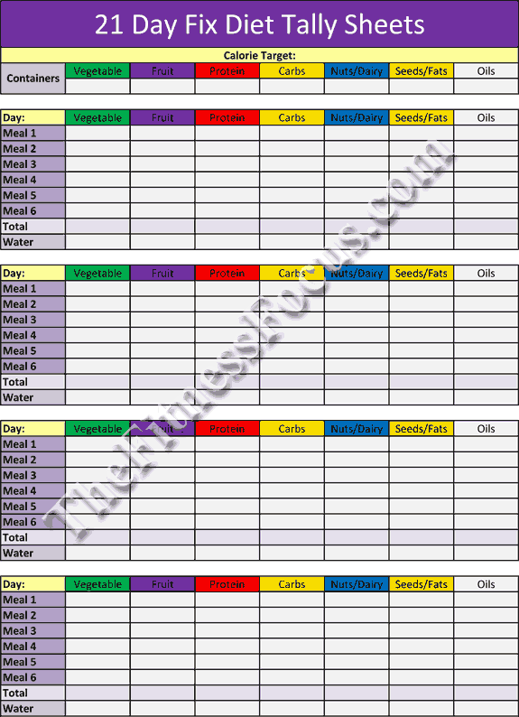 Diet Record Sheet