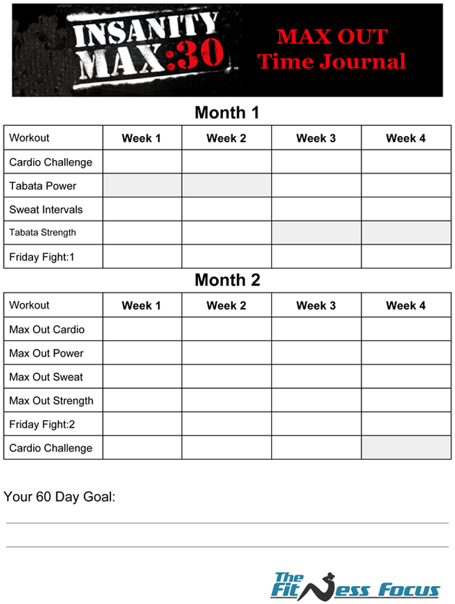 Tracking Your INSANITY MAX 30 Time Progress With Printables