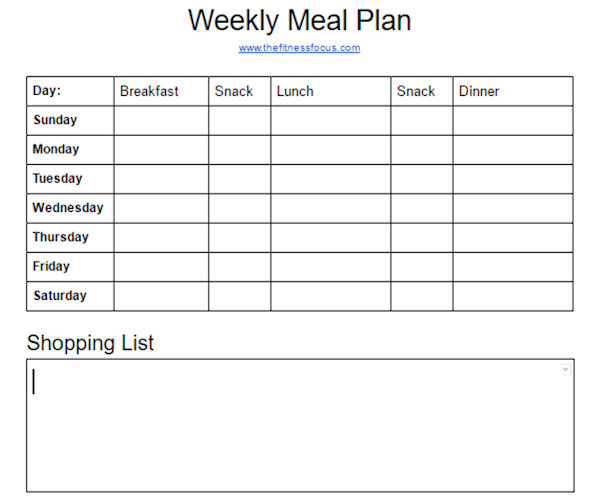 meal planning sheet doc